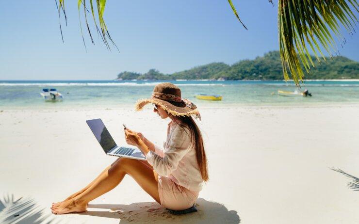 person working on a beach